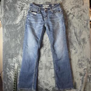 BKE Aiden Bootleg Jeans Men’s 28S Faded Whiskered Distressed Thick Stitched